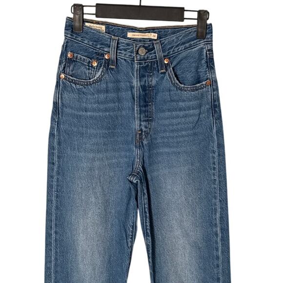 Levi's Ribcage Straight Women's Ankle Jeans in At The Ready Medium Wash Sz 24 - Picture 12 of 14